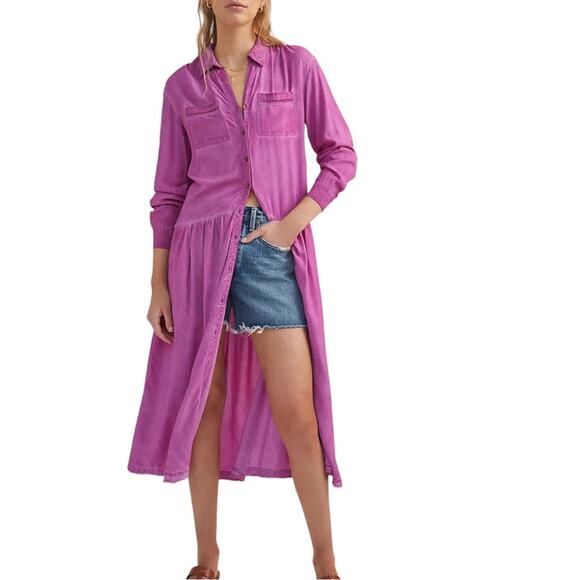 Anthropologie Pilcro Kimberly Button Front Long Sleeve Shirt Dress MEDIUM - Picture 9 of 9